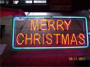 Neon – Merry Christmas – Neon vermelho e azul simples e duplo.