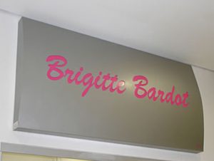 Vazado – Brigitte Bardot – Painel galvanizado com acrílicos e iluminação fluorescente.