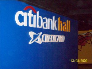 Letras – Citibank Hall – Rio de Janeiro – Letreiro galvanizado modelo bloco.